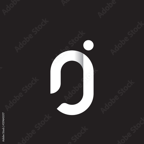 Fototapeta Naklejka Na Ścianę i Meble -  Initial lowercase letter nj, linked circle rounded logo with shadow gradient, white color on black background
