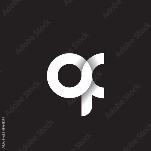 Initial lowercase letter of, linked circle rounded logo with shadow gradient, white color on black background