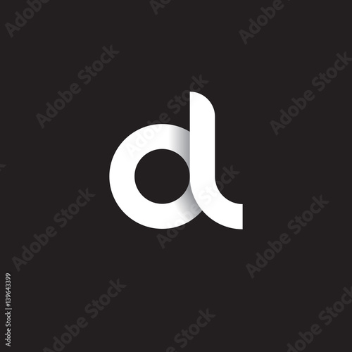 Initial lowercase letter ol, linked circle rounded logo with shadow gradient, white color on black background