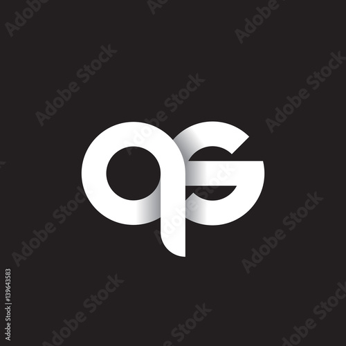 Initial lowercase letter qs, linked circle rounded logo with shadow gradient, white color on black background