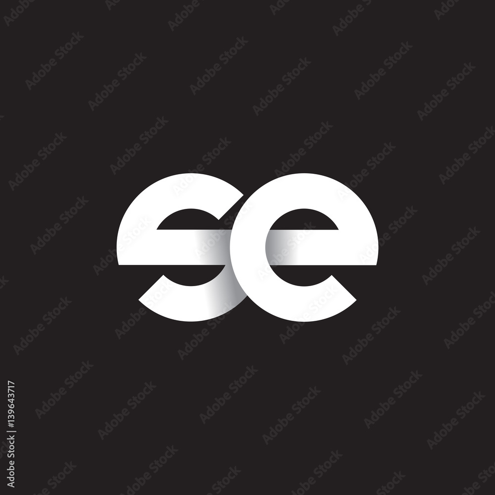 Initial lowercase letter se, linked circle rounded logo with shadow gradient, white color on black background