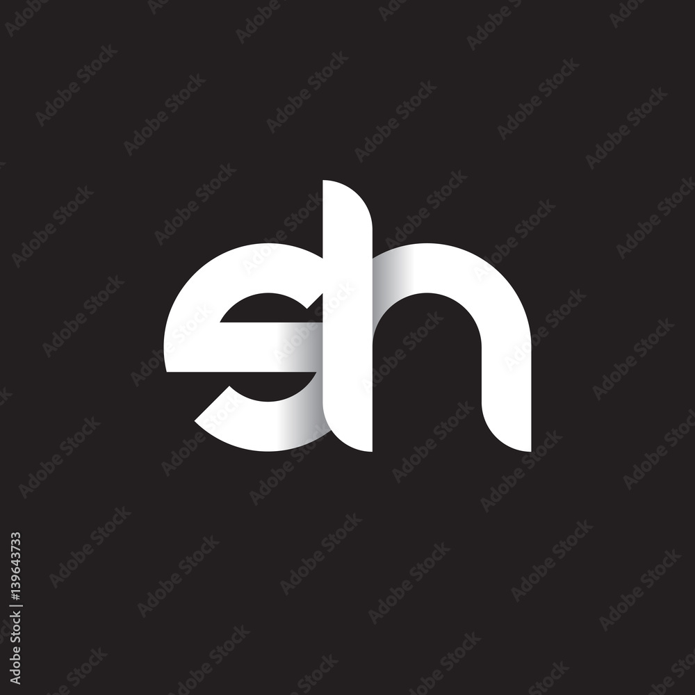 Initial lowercase letter sh, linked circle rounded logo with shadow gradient, white color on black background Initial lowercase letter sh, linked circle rounded logo with shadow gradient, white color on black background