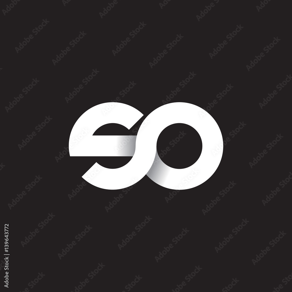 Initial lowercase letter so, linked circle rounded logo with shadow gradient, white color on black background Initial lowercase letter so, linked circle rounded logo with shadow gradient, white color on black background
