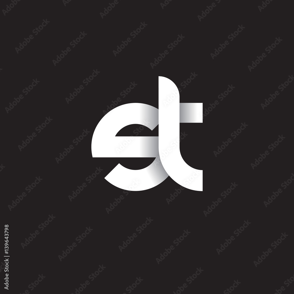 Initial lowercase letter st, linked circle rounded logo with shadow gradient, white color on black background - obrazy, fototapety, plakaty 