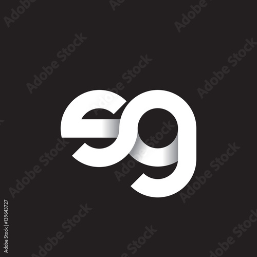 Initial lowercase letter sg, linked circle rounded logo with shadow gradient, white color on black background