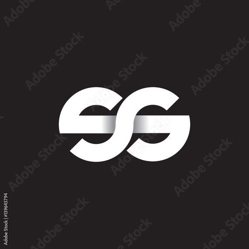 Initial lowercase letter ss, linked circle rounded logo with shadow gradient, white color on black background