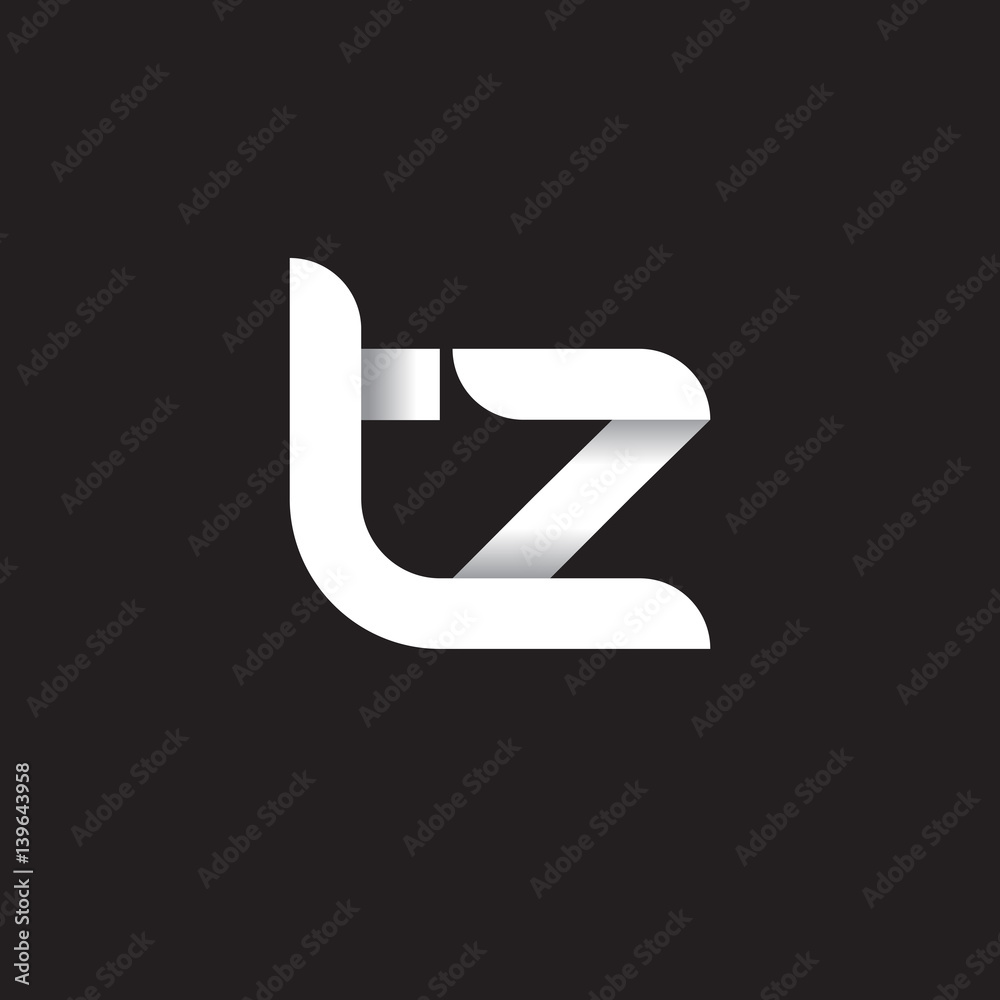 Initial lowercase letter tz, linked circle rounded logo with shadow gradient, white color on black background Initial lowercase letter tz, linked circle rounded logo with shadow gradient, white color on black background