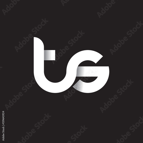 Initial lowercase letter ts, linked circle rounded logo with shadow gradient, white color on black background photo