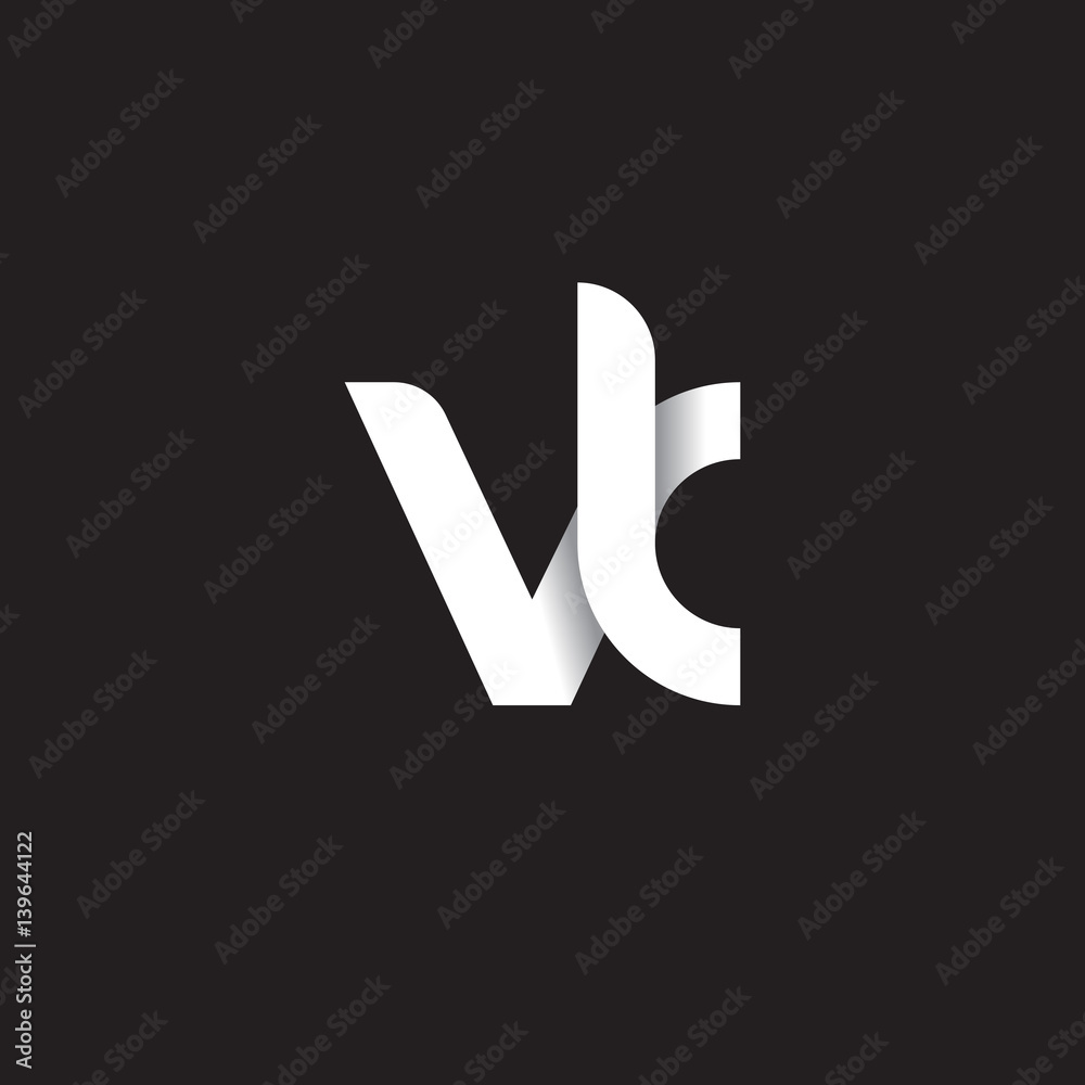 Initial lowercase letter vk, linked circle rounded logo with shadow gradient, white color on black background Initial lowercase letter vk, linked circle rounded logo with shadow gradient, white color on black background