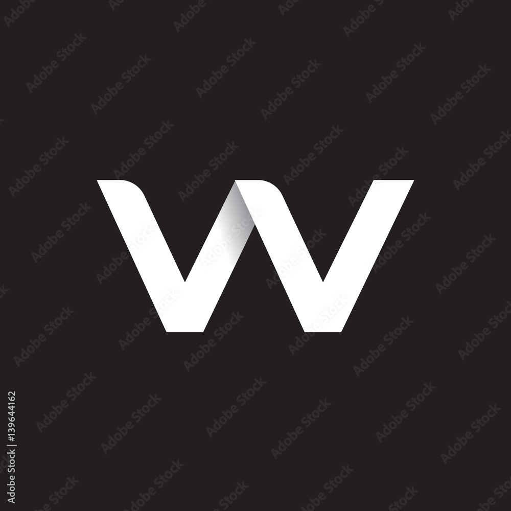 Initial lowercase letter vv, linked circle rounded logo with shadow gradient, white color on black background Initial lowercase letter vv, linked circle rounded logo with shadow gradient, white color on black background