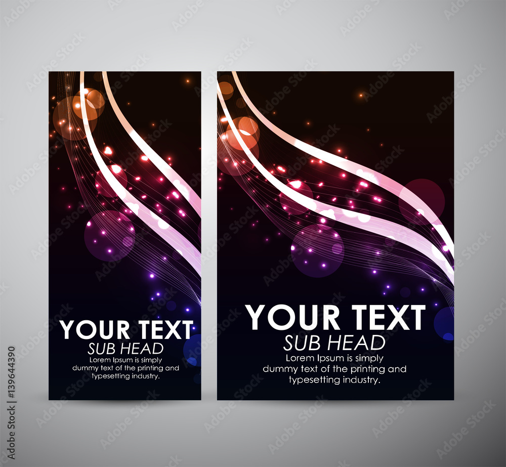 Abstract Wave with colorful bokeh. Brochure business design template or roll up. 