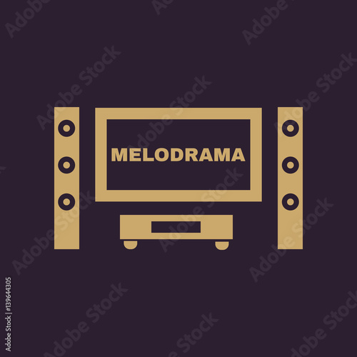 Melodrama movie icon. TV and Home theater, cinema symbol. Flat design. Stock - Vector illustration