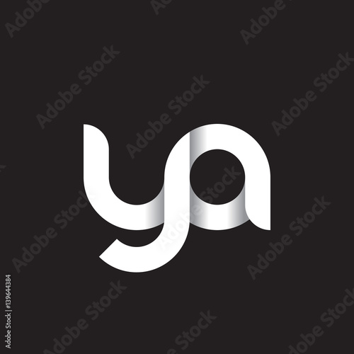 Initial lowercase letter ya, linked circle rounded logo with shadow gradient, white color on black background