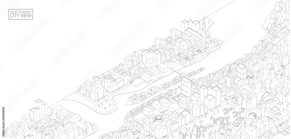 Cityscape Sketch, Vector Sketch. Architecture - Illustration