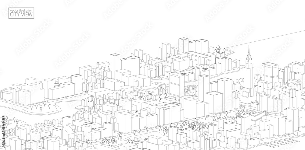 Obraz premium Cityscape Sketch, Vector Sketch. Architecture - Illustration