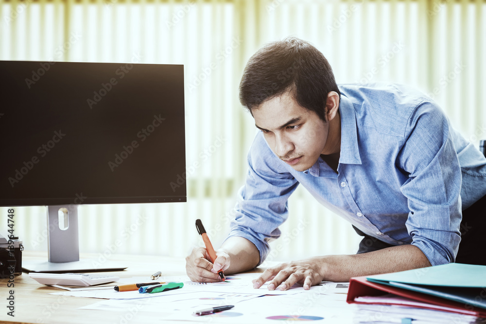 asian businessman starting to design ideas,start up concept color process asian businessman starting to design ideas,start up concept color process