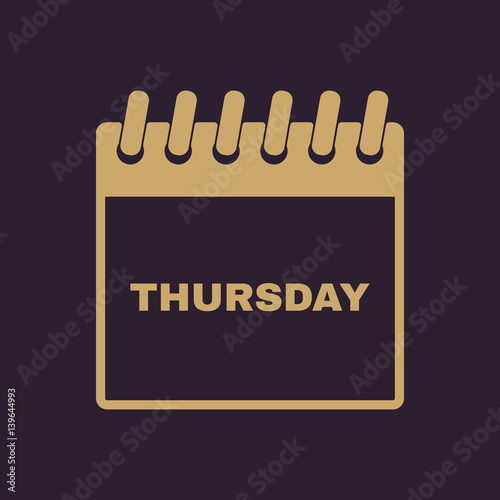 Thursday icon. Thu and calendar, data symbol. Flat design. Stock - Vector illustration