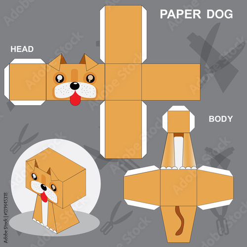 Dog paper craft template © jenjira