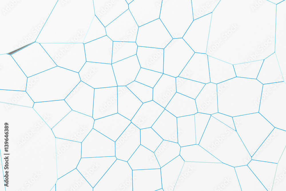 White fractured surface with colored glowing lines White fractured surface with colored glowing lines