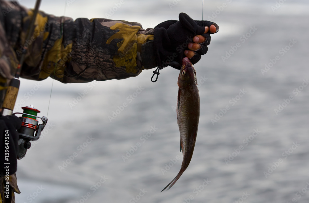 Winter fishing on open water in the Volga delta.