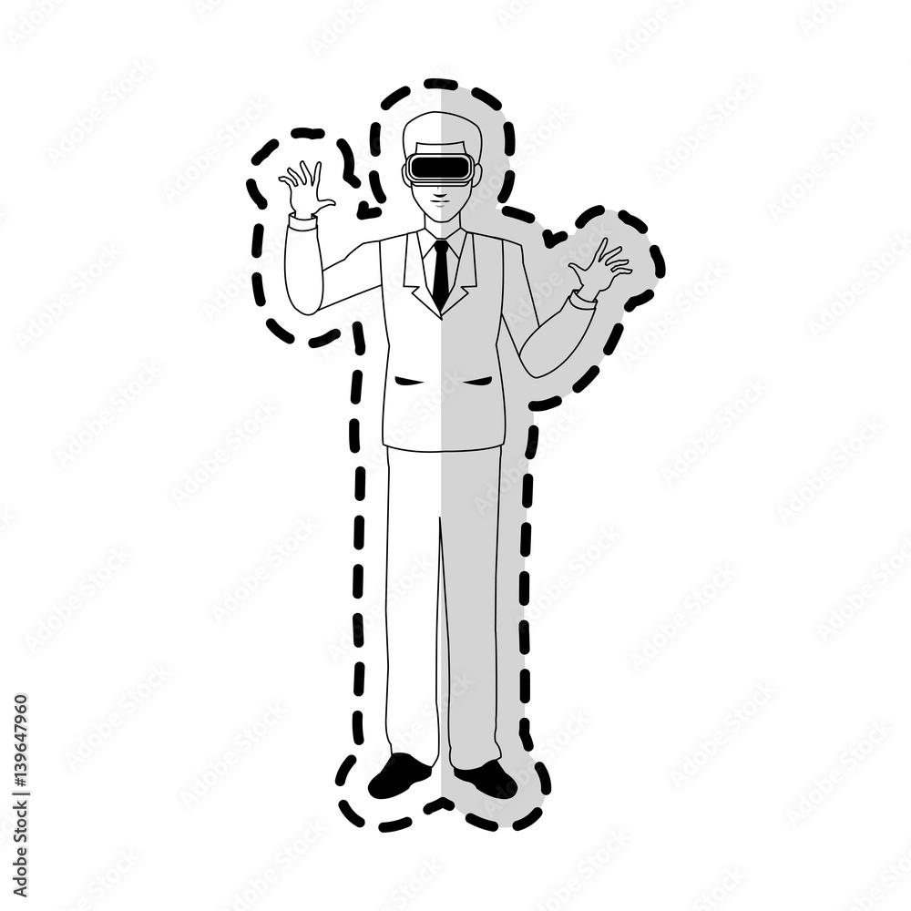 man wearing virtual reality goggles icon image vector illustration design man wearing virtual reality goggles icon image vector illustration design