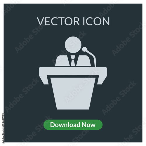 Person speak on the rostrum vector icon