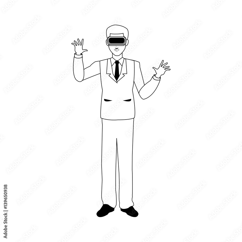 man wearing virtual reality goggles icon image vector illustration design man wearing virtual reality goggles icon image vector illustration design