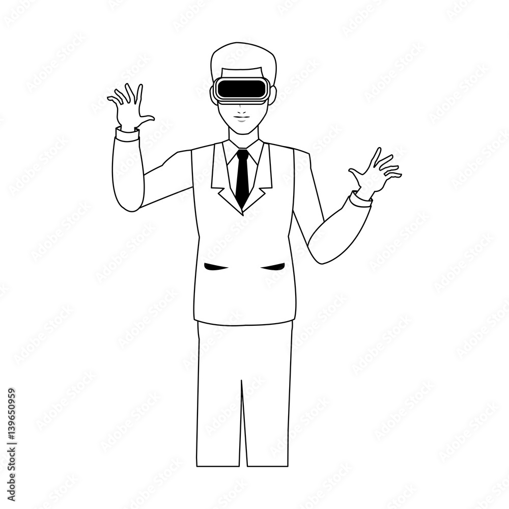 man wearing virtual reality goggles icon image vector illustration design man wearing virtual reality goggles icon image vector illustration design