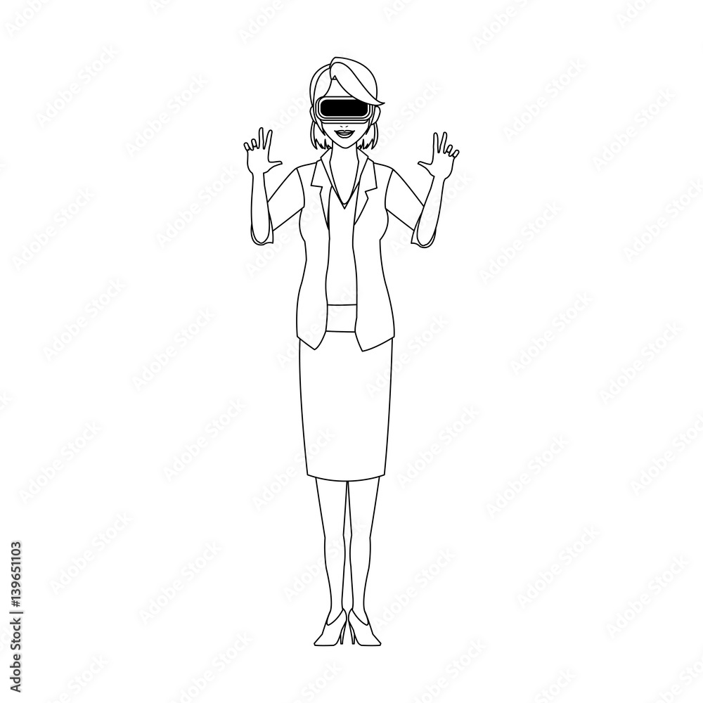 woman wearing virtual reality goggles icon image vector illustration design woman wearing virtual reality goggles icon image vector illustration design