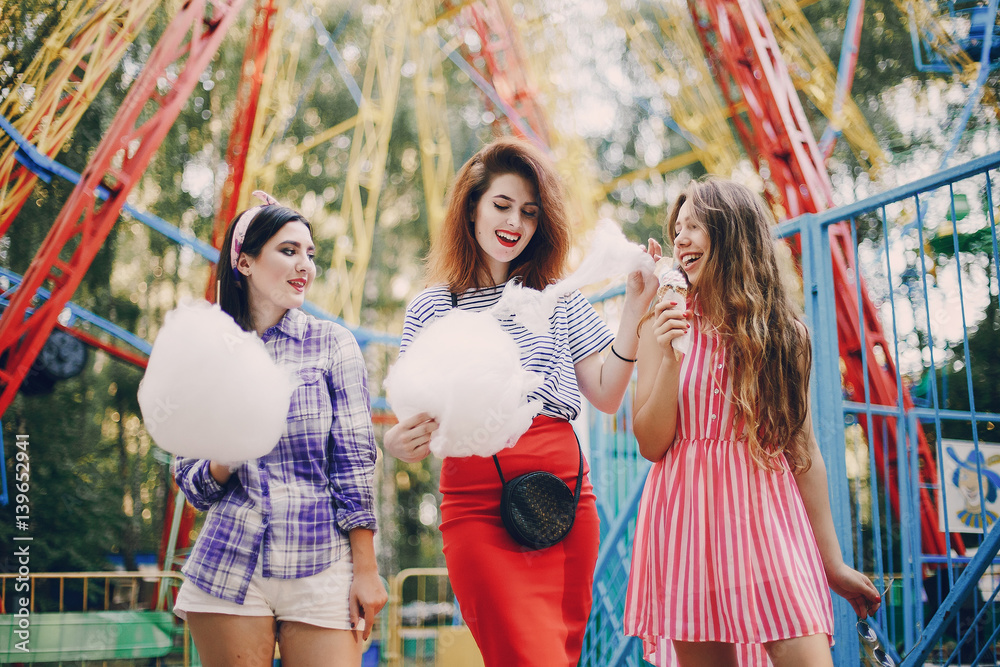 Three girls on a walk Three girls on a walk
