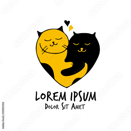 cats love vector heart couple valentine wedding