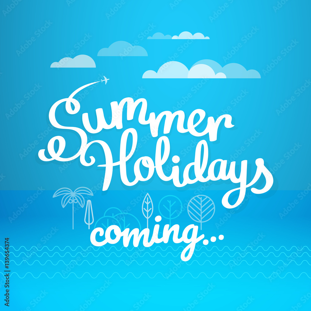 Summer travel vector illustration. Summer holidays coming concept