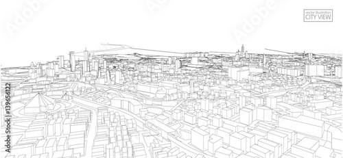 Cityscape Sketch, Vector Sketch. Architecture - Illustration