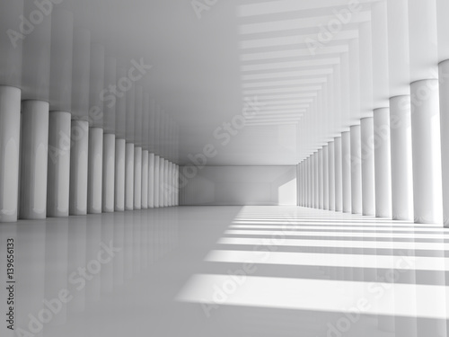 Fototapeta Naklejka Na Ścianę i Meble -  Abstract modern architecture background, empty white open space interior with columns. 3D rendering