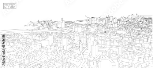 Cityscape Sketch, Vector Sketch. Architecture - Illustration