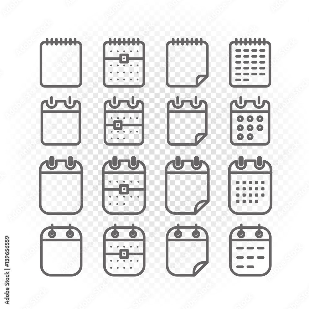 Binder silhouettes collection icons isolated on transparent background