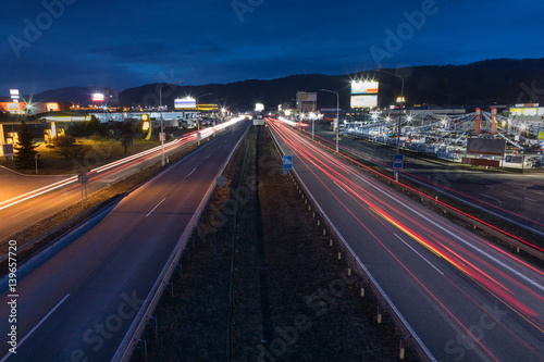 entrance to the city at night, Banska Bystrica, Slovakia