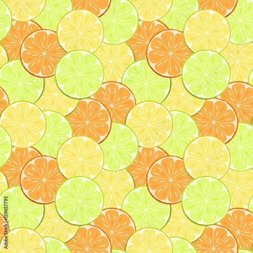 Fruit background .Slices of citrus fruits : orange, lemon, lime.