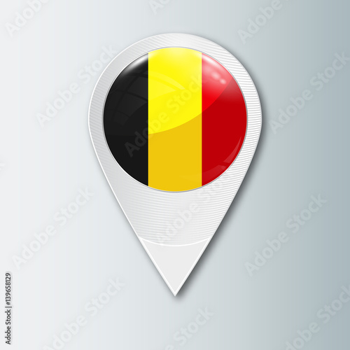 Free Download Pointer with the national flag of Belgium in the ball with reflection. Tag to indicate the location. Realistic vector illustration. - GFXLoad