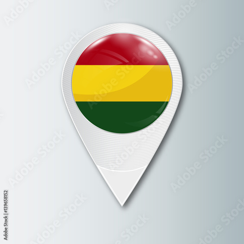 Free Download Pointer with the national flag of Bolivia in the ball with reflection. Tag to indicate the location. Realistic vector illustration. - GFXLoad