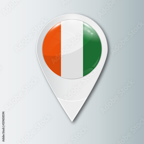 Free Download Pointer with the national flag of Ivory coast in the ball with reflection. Tag to indicate the location. Realistic vector illustration. - GFXLoad