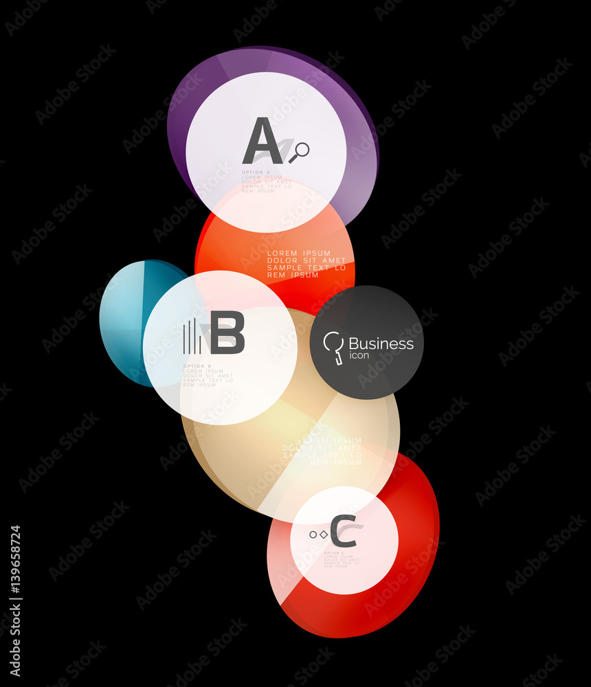Glass color circles - infographic elements on black Glass color circles - infographic elements on black