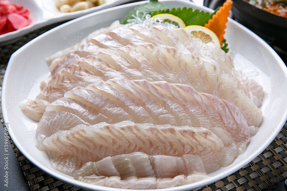 sliced raw flatfish sliced raw flatfish