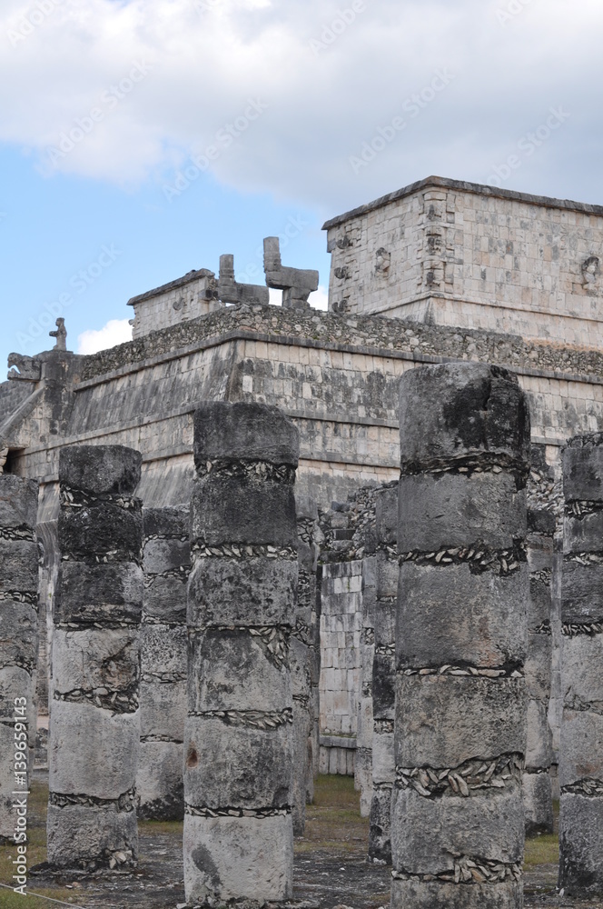Chichen Itza, Mexico - November 2016: temple of warriors