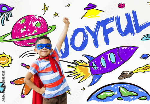 Kids Imagination Space Rocket Joyful Graphic Concept photo