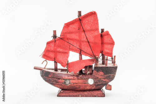 Red Sailing Toy isolated on white background