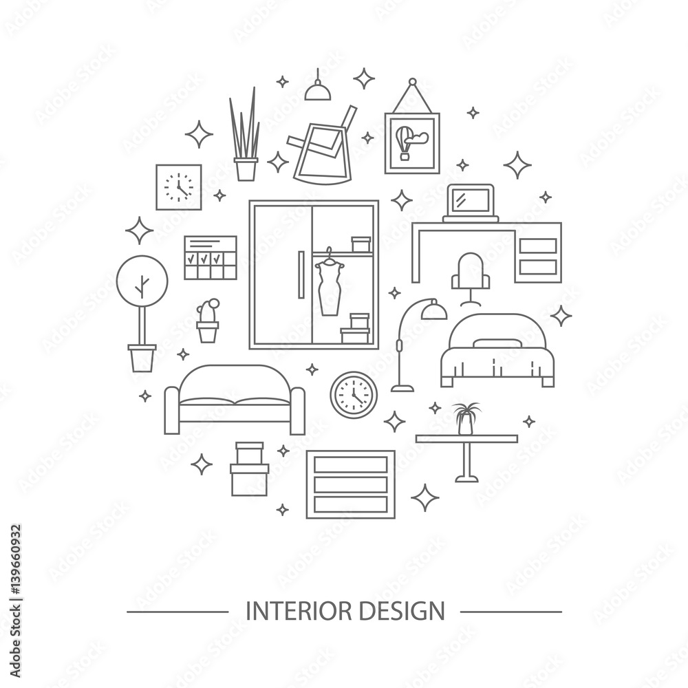 Linear interior design illustration Linear interior design illustration