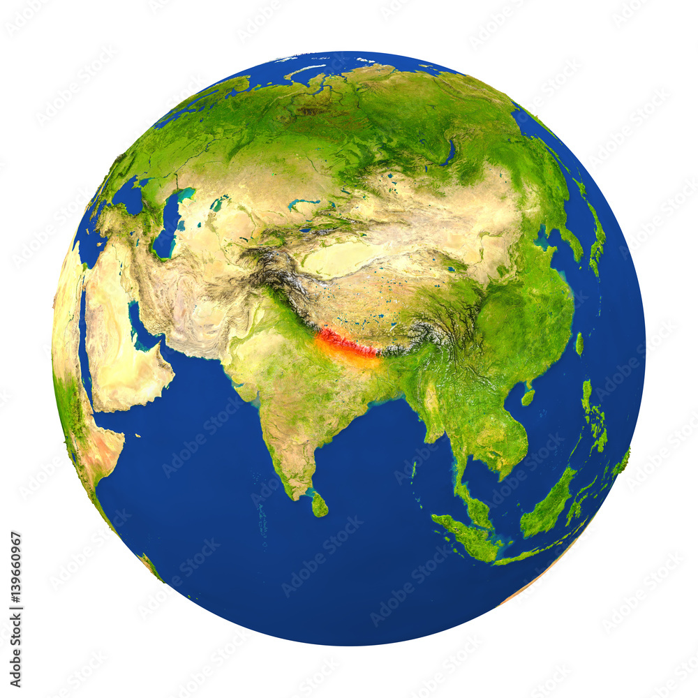Nepal highlighted on Earth Nepal highlighted on Earth
