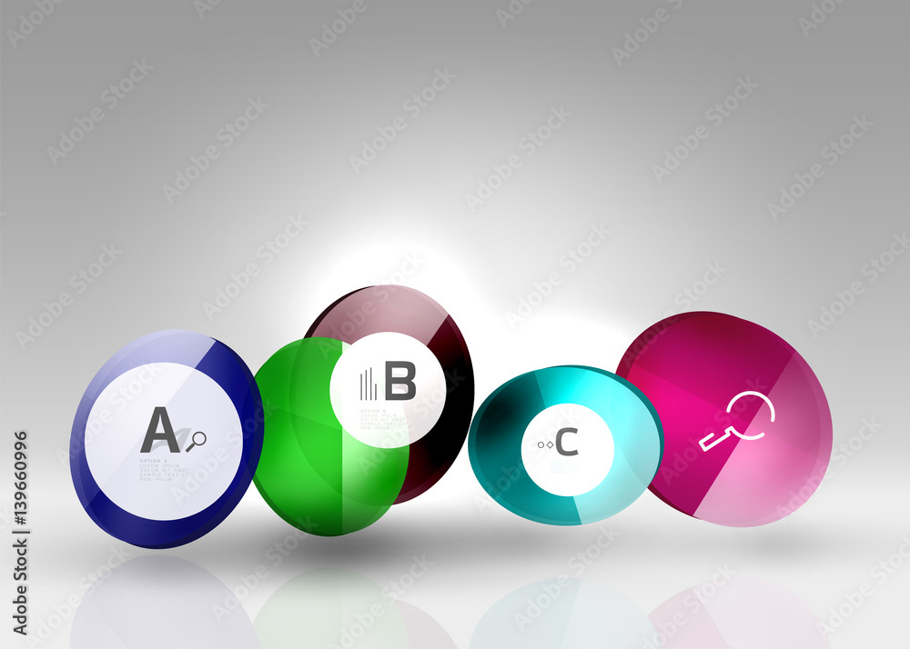 Shiny circles with text in 3d space Shiny circles with text in 3d space