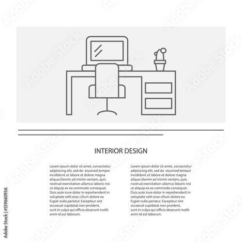 Linear interior design illustration